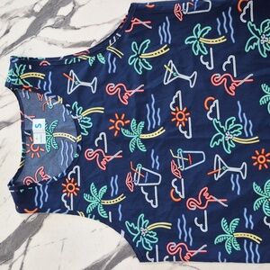 Chubbies Neon Lights Tank, Mens Small, Blue Tropical